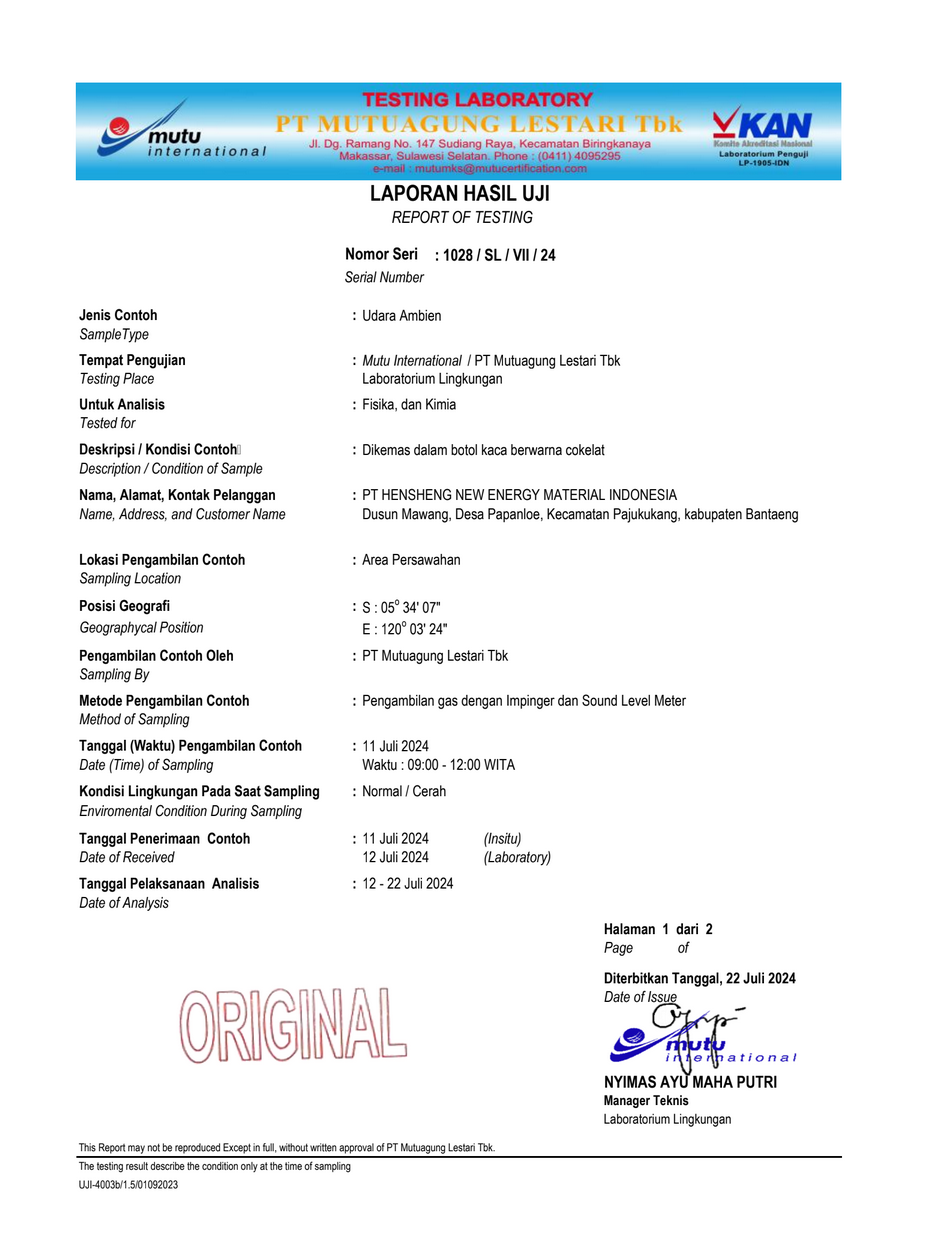 Hasil uji lab