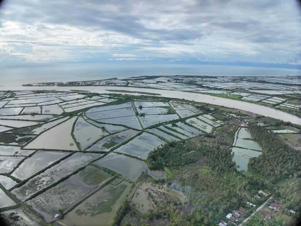 Potret tambak warga yang terdampak penambangan pasir di muara Sungai Saddang, Kabupaten Pinrang/Foto: KPA Sulsel