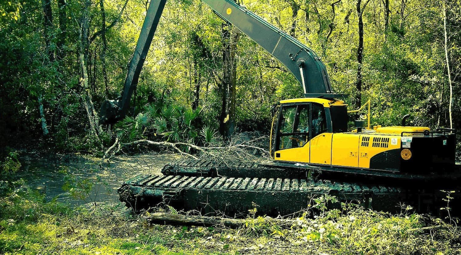 Ilustrasi ekskavator beraktivitas di hutan/Foto: wetlandequipment.com