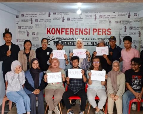 Konferensi pers catatan akhir tahun LBH Makassar/Foto: Dwiki Luckianto Setiawan