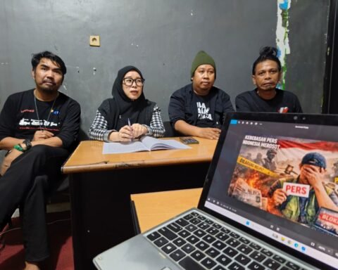 Konferensi pers yang digelar Koalisi Advokasi Jurnalis (KAJ) Sulsel/Foto: KAJ Sulsel